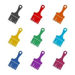 Paint brush color icon set isolated on white background