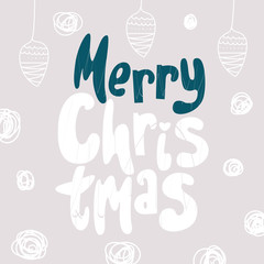 Fototapeta premium Merry Christmas and Happy New year hand drawn print. Winter pattern