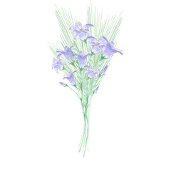 Fototapeta na wymiar Blue watercolor bell bouquet. Perfect in a romantic simple design for greeting cards, invitations, web sites, photo albums and much more.