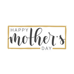Vector Illustration. Handwritten Lettering of Happy Mother's Day. Template for Banner, Greeting Card, Invitation, Party, Poster, Sticker, Print or Web Product. Objects Isolated on White Background.