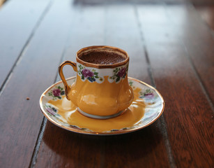 turkish coffee in yellow cup