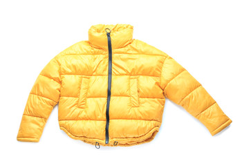 Stylish winter coat on white background