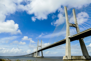 vasco da gama bridge in lisbon portugal, in Lisbon Capital City of Portugal