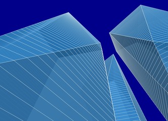 Fototapeta na wymiar abstract architecture 3d illustration sketch
