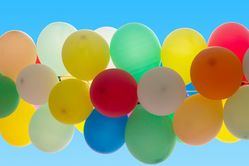 set of colorful balloons for festival blue sky background