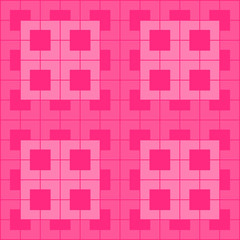 Pink polygon and square repeat pattern background. Pink geometric, chevron, L shape pattern on pink background vector.