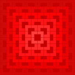 Red polygon and square repeat pattern background. Red geometric, chevron, L shape pattern on red background vector.
