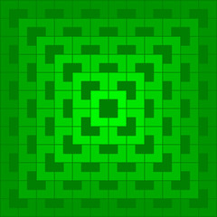 Green polygon and square repeat pattern background. Green geometric, chevron, L shape pattern on green background vector.