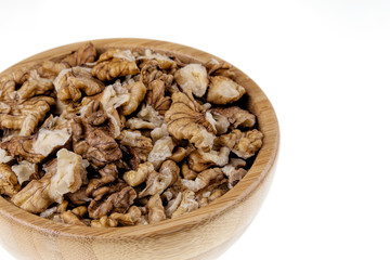 Background of delicious walnuts isolated on white background