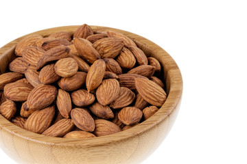 Almonds, a great comfort food and snack on white background