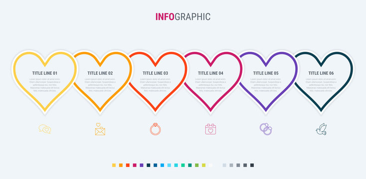 Vector infographics - valentines day, mothers day, wedding, love and romantic events. Warm palette.