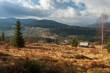 A snowless winter in the Ukrainian Carpathian Mountains with warm weather not appropriate for this...