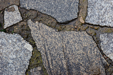 old cracked street stone floor