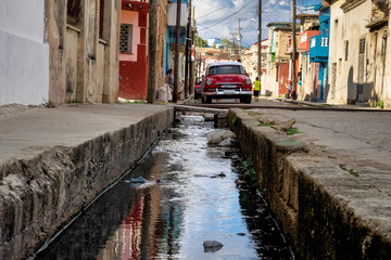 Classic american car on the streets of Matanzas in Cuba