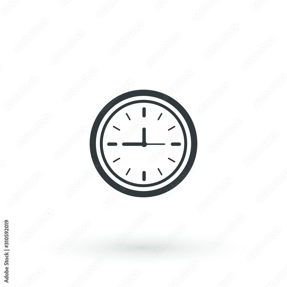 Poster clock icon in trendy flat style isolated on background. clock icon page symbol for your web site des
