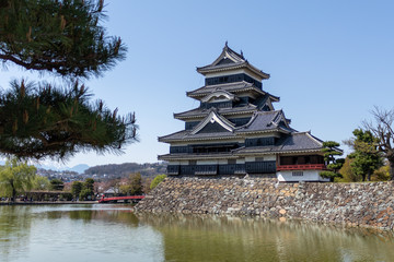 Castle in Japan surrounded by lake