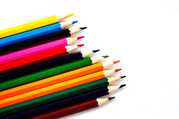 color pencol Diagonal frame on white background