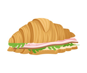 Freshly Baked Realistic Croissant with Stuffing Vector Illustration