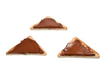 Сhocolate paste sandwich isolated on white background.