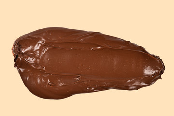 Chocolate cream background. Space for text or design. Isolated on white.