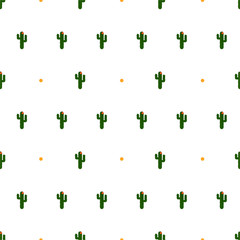 Saguaro Cactus Bloom Seamless Pattern