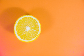 top view of fresh juicy orange cut into half winter special fruit