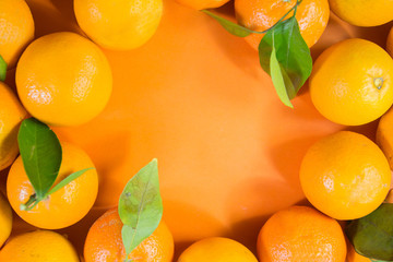 top view of orange in a circle frame best for fruity social media designs and website display...