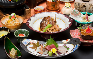 会席料理　刺身　盛付　和食