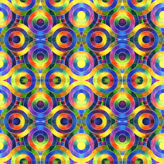 Abstract decorative seamless pattern semicircles rainbow chains.Watercolor multicolor pattern for fabric design, wrapping paper, wallpaper,paper bag,tiles.