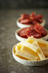 Salami and cod cheese appetizers 