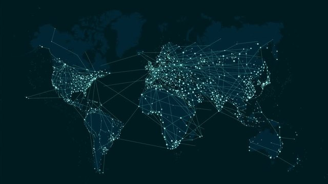 World map global technology and telecommunication network