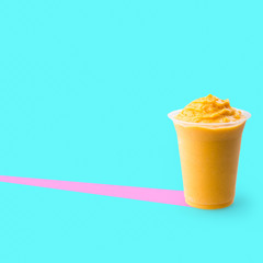 yogurt or mango yogurt ice drick on a background new.