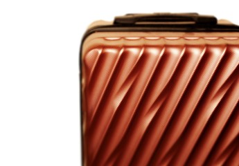 Closeup metallic luggage pattern texture background. Copper, macro.