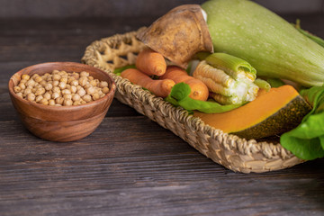  Different vegetables and chickpeas for cooking Potaje Canario,  delicious vegetable soup of Canary Island .