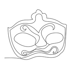 one continuous line drawing of a carnival mask, sketch, minimalism design