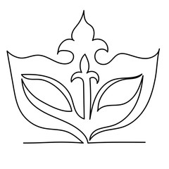 vector, isolated, one continuous line drawing of a carnival mask, sketch, minimalism design