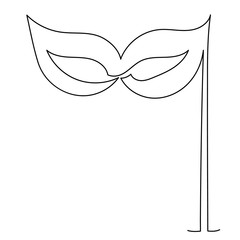 isolated, drawing with one continuous line carnival mask, sketch