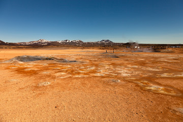 Beautiful dramatic multicolored spring landscape of Iceland like a surface of the planet Mars