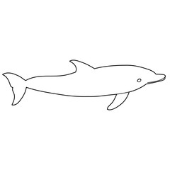 Naklejka premium vector, isolated, sketch, contour, dolphin swims, coloring book