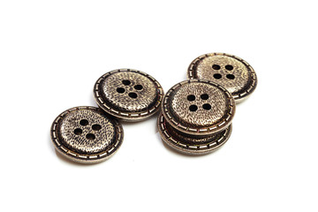 collection of vintage cloth button closeup on white background - Image
