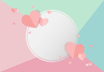 Valentines day pink vector background with heart shape
