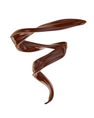 chocolate splash. cocoa isolated, spiral liquid 3d illustration.