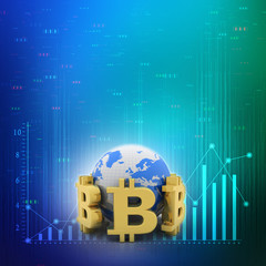 3d rendering bitcoin sign currency