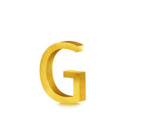 GOLDEN ALPHABETIC LETTERS AND NUMBERS 3D ILLUSTRATION GOLDEN LETTER G