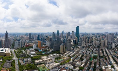 Skyline of Nanjing City in Summer Taken with A Drone