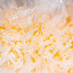White snowflakes on an orange orange as a background