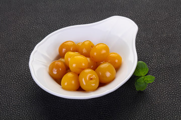 Yellow ripe cherry dessert