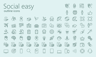 Social easy outline iconset