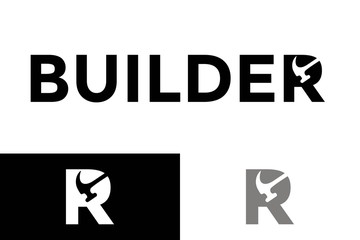 Letter R with Hammer Logo Icon, R logo template