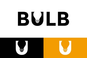 Letter U with Bulb logo vector, Creative letter U logo template